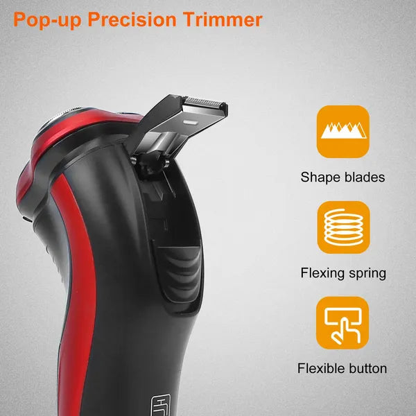 Electric Shaver Razor For Men IPX7 Waterproof Beard Trimmer 3D Rechargeable Painless Rotary Shaver With Pop Up Trimmer 2 In 1 Electric Shaver