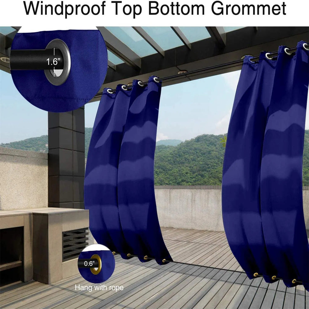 50 In. X 120 In. Indoor Outdoor Curtains Grommet Curtain On Top And Bottom 1 Panel