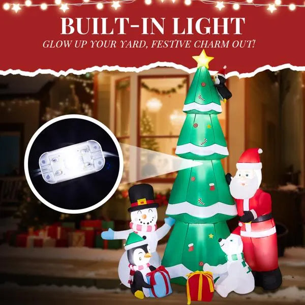 7.5FT Lighted Christmas Inflatable Decoration, Inflatable Christmas Tree With Santa And Snowman, Funny Blow Up Yard Decorations With Built-in LED Lights For Holiday Party Front Yard Lawn Garden Decor