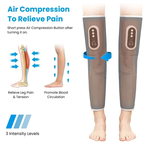 Cordless Leg Massager Air Compression Massager With Heat Thigh Knee Calf Massager With 3 Modes Adjustable Wrap For Pain Relief