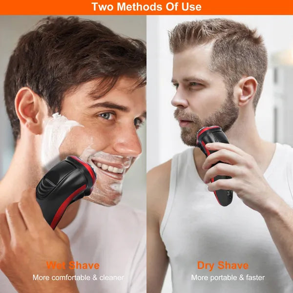 Electric Shaver Razor For Men IPX7 Waterproof Beard Trimmer 3D Rechargeable Painless Rotary Shaver With Pop Up Trimmer 2 In 1 Electric Shaver