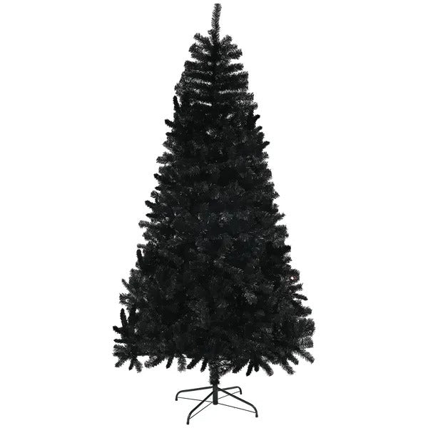 7.5ft Artificial Christmas Trees With Auto Open And Steel Base, Black