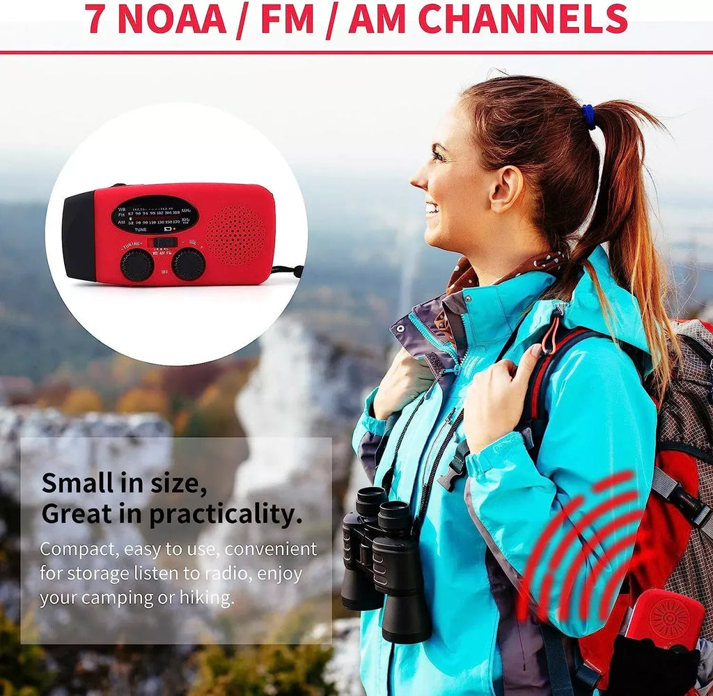 Emergency Radio Crank Solar Hand Weather Power Bank Charger Light