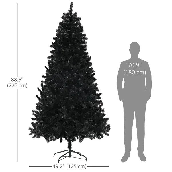 7.5ft Artificial Christmas Trees With Auto Open And Steel Base, Black