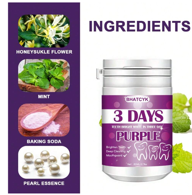 BHATCYK 3-Day Teeth Powder, For Controlling Dental Plaque, Mint Flavor With Basic Cleaning - Eliminating Bad Breath