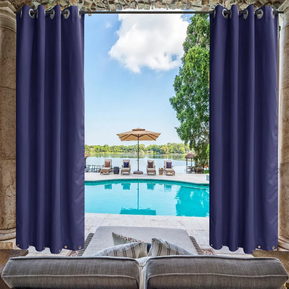 50 In. X 120 In. Indoor Outdoor Curtains Grommet Curtain On Top And Bottom 1 Panel