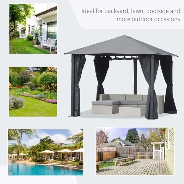 10ft X 10ft Patio Gazebo-Black-AS