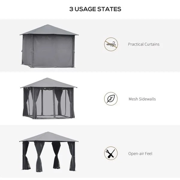 10ft X 10ft Patio Gazebo-Black-AS