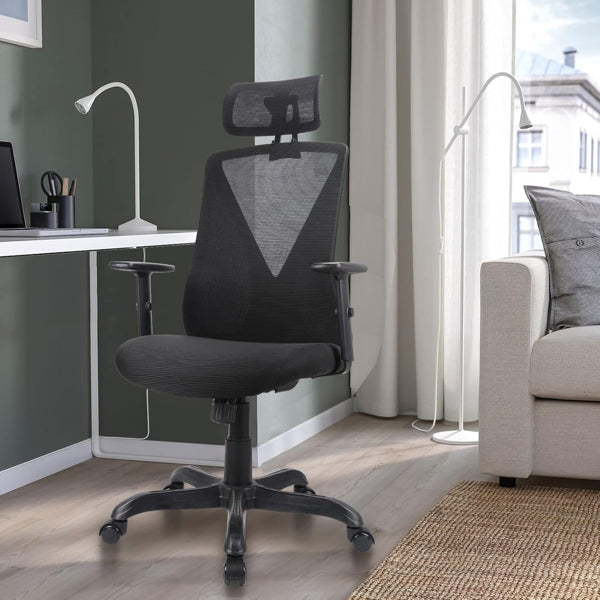 Ergonomic Office Chair With Adjustable Headrest And Armrest, Mesh Swivel Desk Chair With Storage Function For Work, Gaming